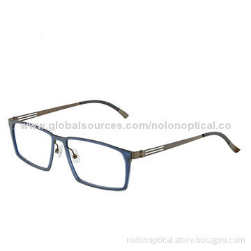 Blue Nylon Optical Frame with Brown Metal Temple